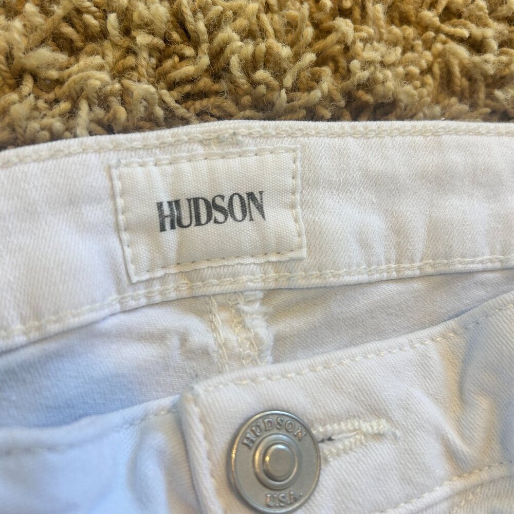 HUDSON Mia Five Pocket Midrise Flare Jeans in White Women's Size 32 - Picture 6 of 8